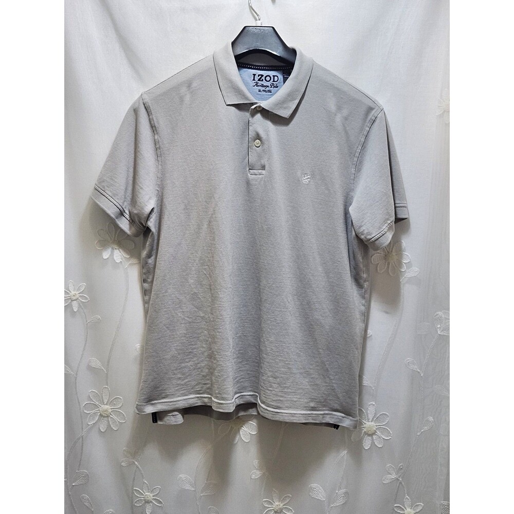 Izod Mens XL Gray Top Polo Heritage Classic Preppy Quiet Luxury Crisp Clean Golf